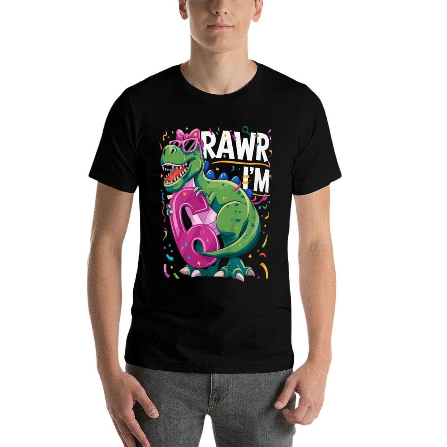 Kids 6 Year Old T Rex Dinosaur 6nd Birthday Girl  High-quality Stitching T-Shirt