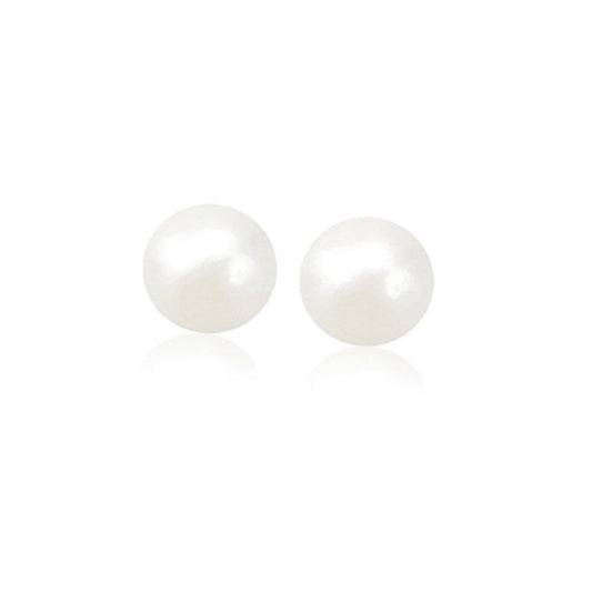 Clous d'oreilles en or jaune 14 carats avec perles de culture d'eau douce blanches (8,0 mm)