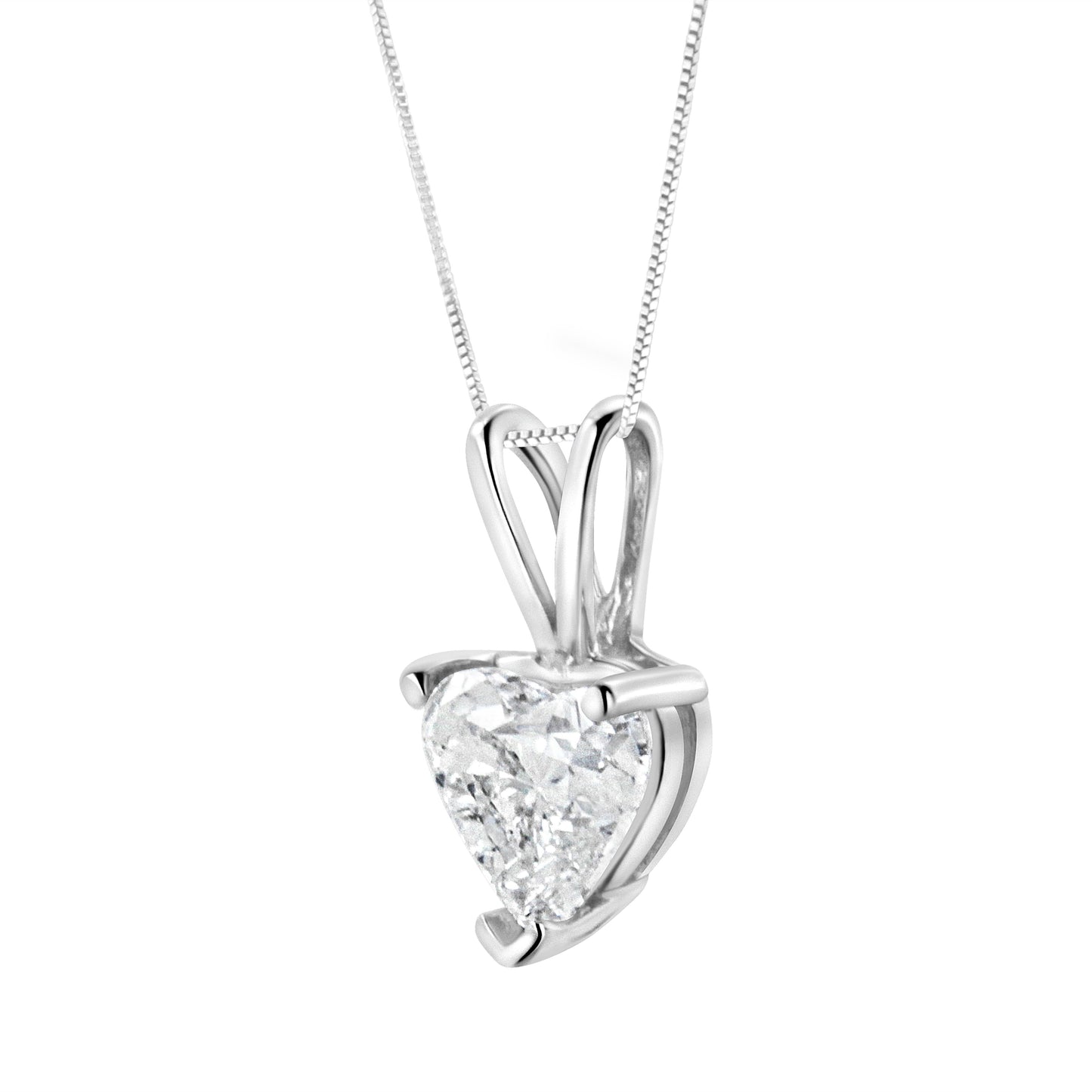 14K White Gold 1/5 Cttw 3-Prong Set Heart Shaped Solitaire Lab Grown Diamond 18" Pendant Necklace (F-G Color, VS2-SI1 Clarity)