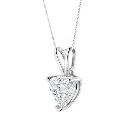 14K White Gold 1/5 Cttw 3-Prong Set Heart Shaped Solitaire Lab Grown Diamond 18" Pendant Necklace (F-G Color, VS2-SI1 Clarity)