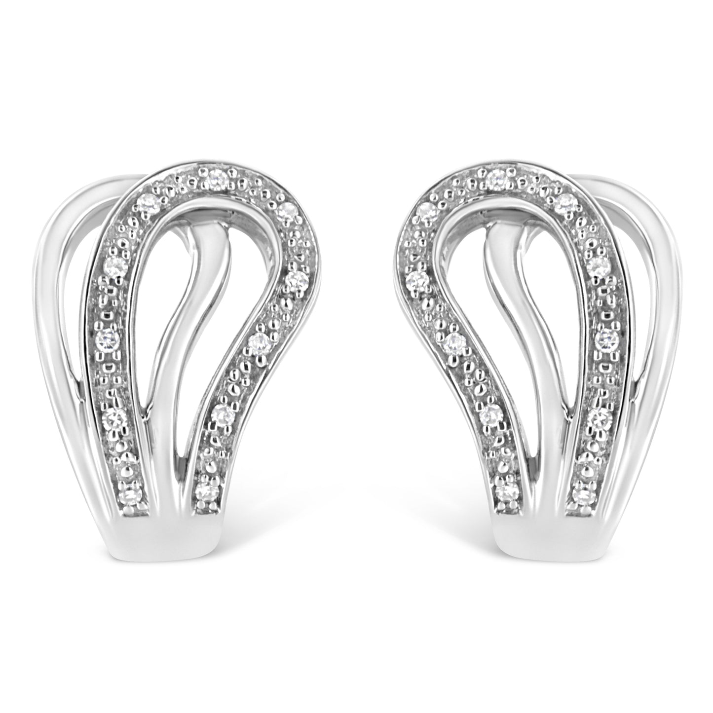 .925 Sterling Silver Pave-Set Diamond Accent Horseshoe Hoop Earring (I-J Color, I1-I2 Clarity)