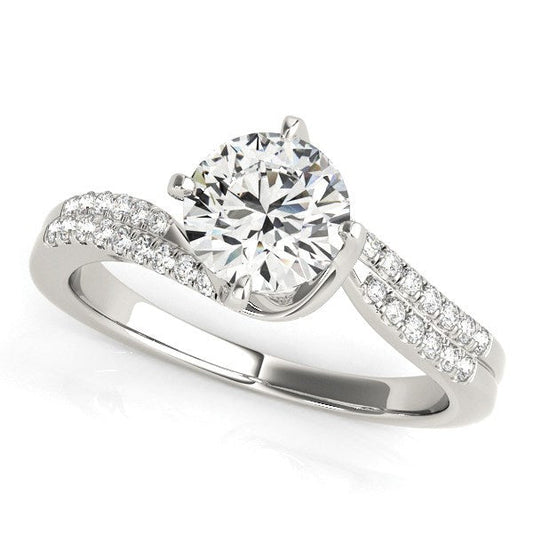 Bague de fiançailles en or blanc 14 carats avec motif en spirale et diamants sertis (poids total de 1,125 carat)