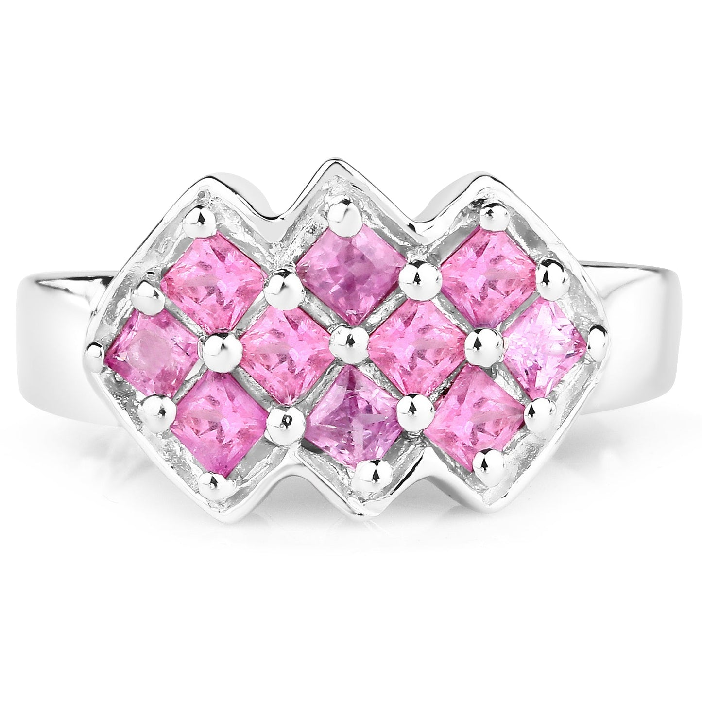 1.20 Carat Genuine Pink Sapphire .925 Sterling Silver Ring