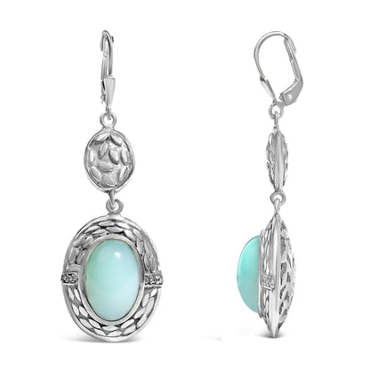 .925 Sterling Silver Chalcedony Diamond Accent Drop and Dangle Earring (K-L Color, I1-I2 Clarity)