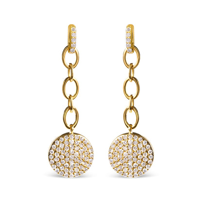 18K Yellow Gold Plated .925 Sterling Silver 1.0 Cttw Diamond Composite Cluster Dangle Chain Earrings (I-J Color, I1-I2 Clarity)