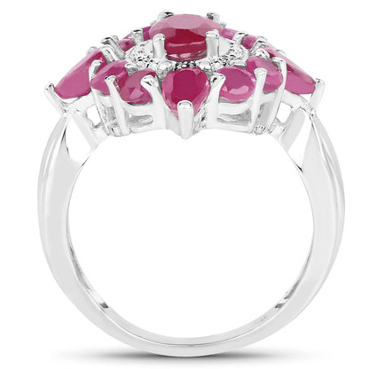 3.04 Carat Glass Filled Ruby .925 Sterling Silver Ring