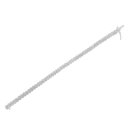 .925 Sterling Silver 1.0 Cttw Chevron 2 Stone Arrow Link Tennis Bracelet (I-J Color, I3 Clarity) - 7â€