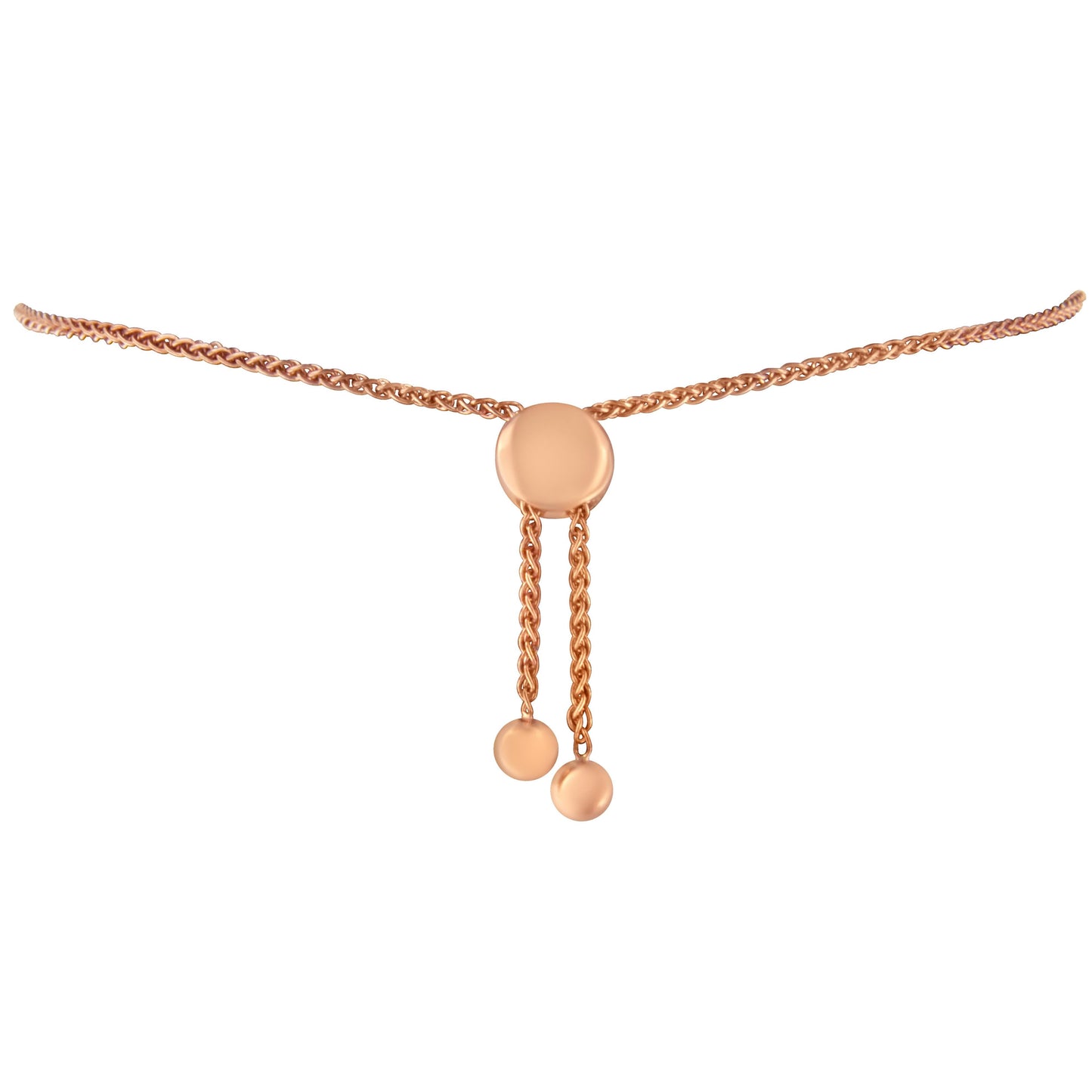 14K Rose Gold Plated .925 Sterling Silver Diamond Accent Circle and Heart Link Adjustable 6â€-10â€ Bolo Bracelet