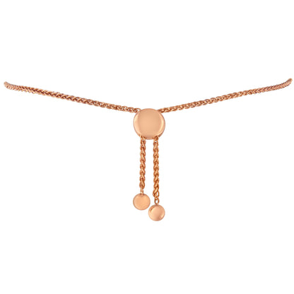 14K Rose Gold Plated .925 Sterling Silver Diamond Accent Circle and Heart Link Adjustable 6â€-10â€ Bolo Bracelet