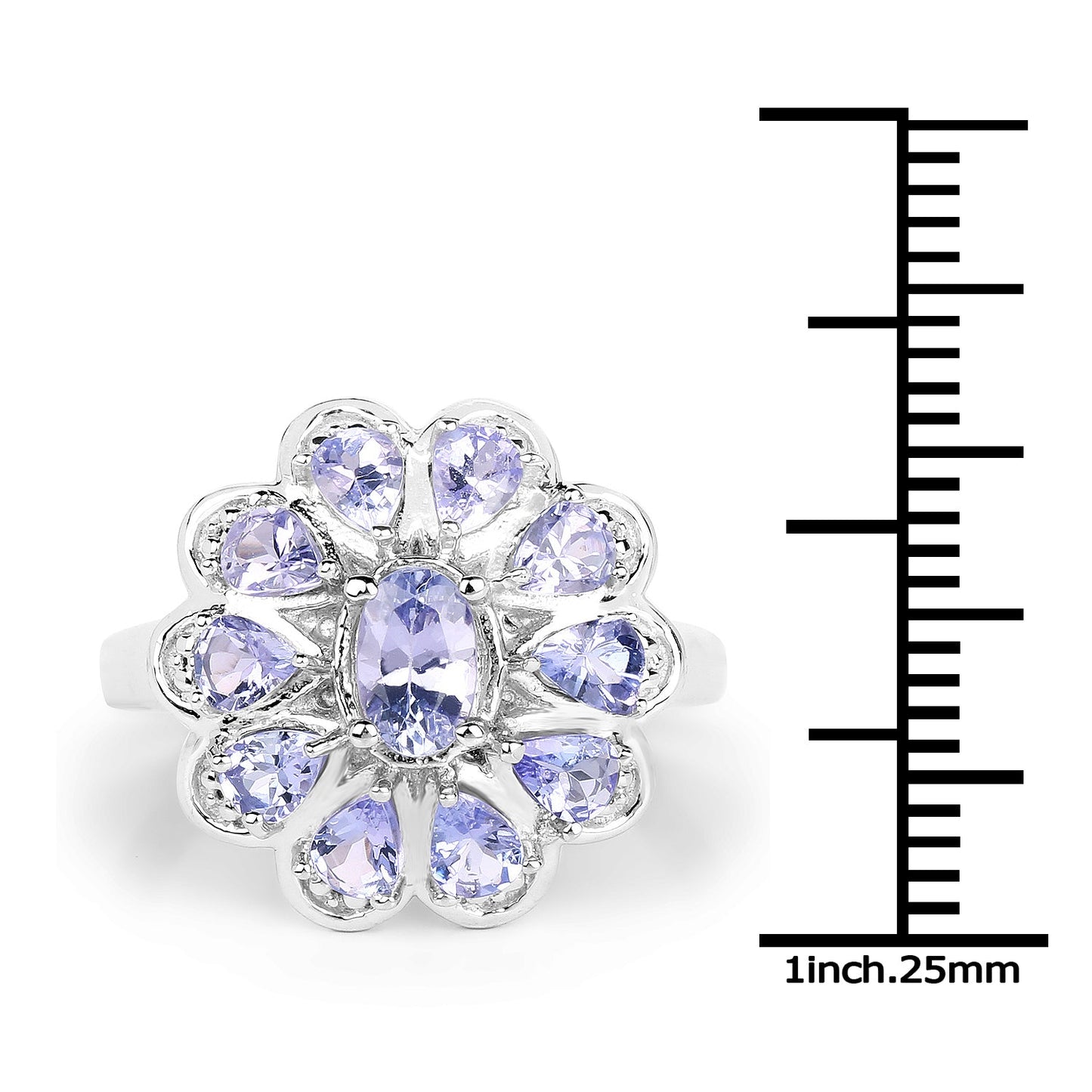 1.84 Carat Genuine Tanzanite .925 Sterling Silver Ring