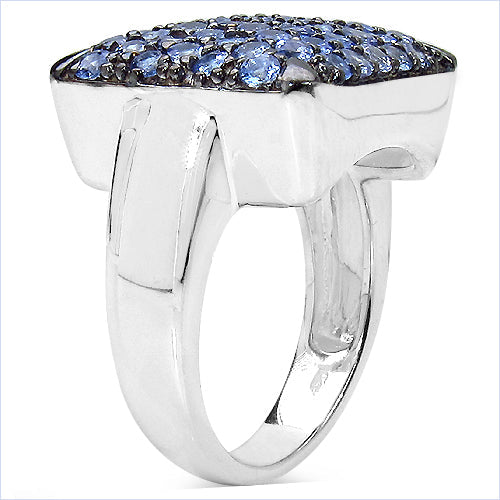 2.21 Carat Genuine Tanzanite .925 Sterling Silver Ring