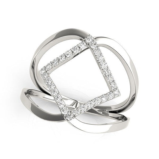Bague en or blanc 14 carats avec diamants entrelacés (0,20 carat au total)