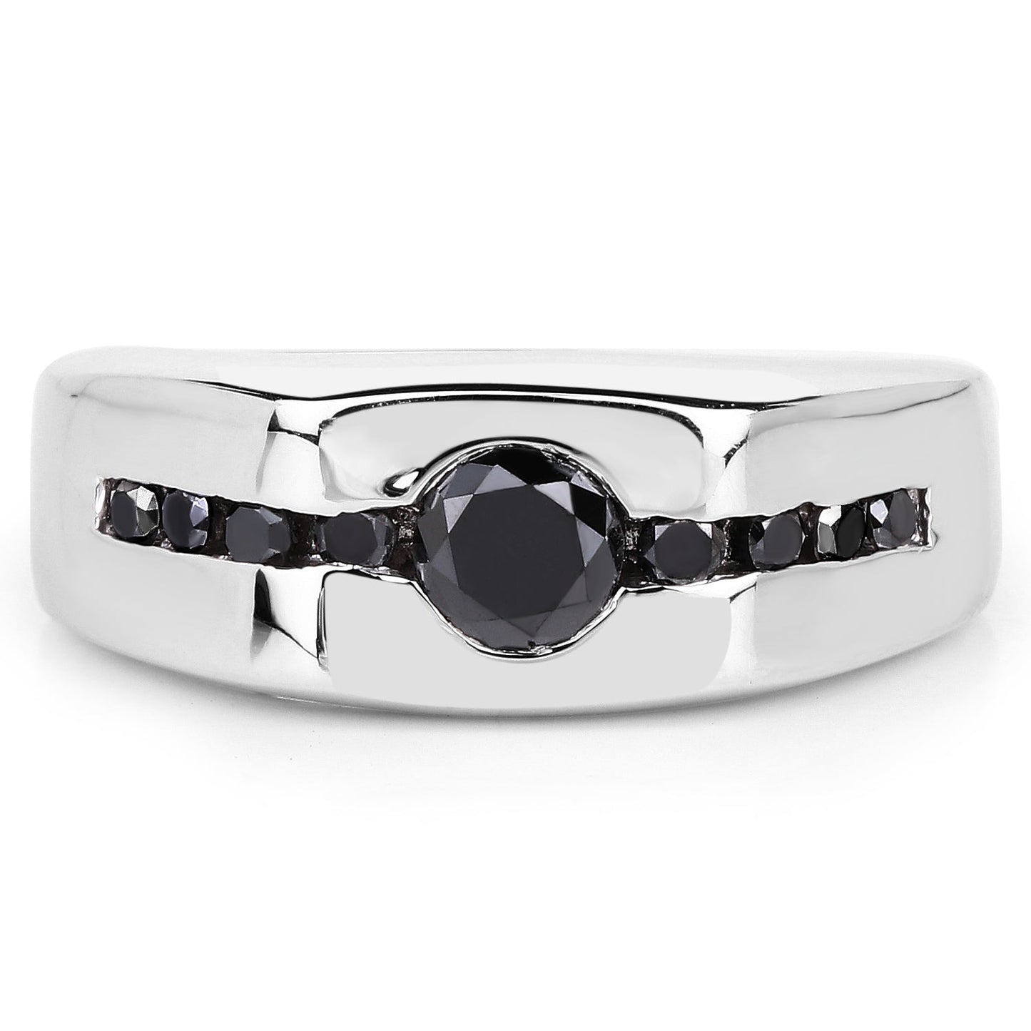 0.74 Carat Genuine Black Diamond .925 Sterling Silver Ring