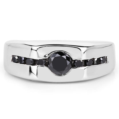 0.74 Carat Genuine Black Diamond .925 Sterling Silver Ring