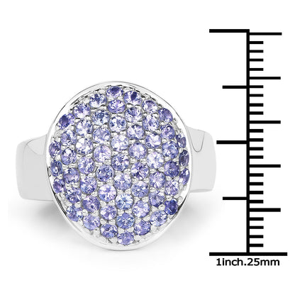 2.00 Carat Genuine Tanzanite .925 Sterling Silver Ring