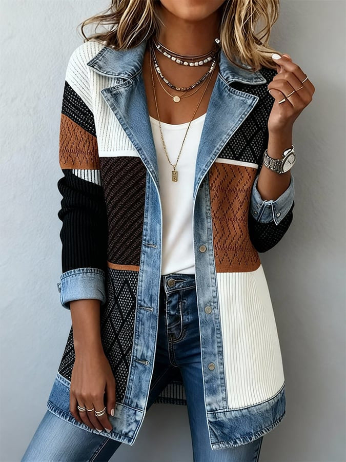 2026 Autumn European And American Foreign Trade New Women's Fashion Elegant Slim-Fit Long-Sleeve Patchwork Jacket For Women