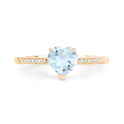 0.65 Carat Genuine Aquamarine and White Diamond 14K Yellow Gold Ring
