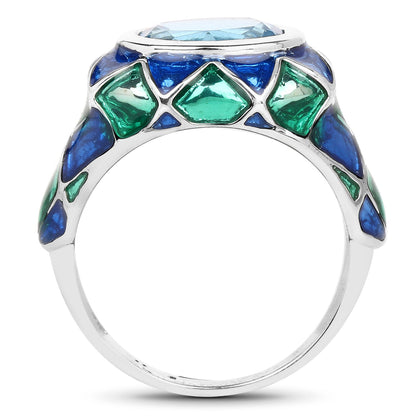 3.25 Carat Genuine Swiss Blue Topaz .925 Sterling Silver Ring