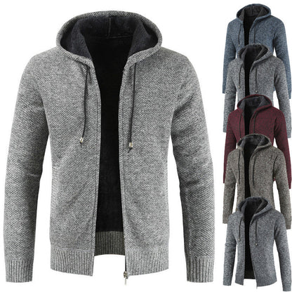 2026 Cross-Border Ebay Autumn And Winter New Men's Thickened Fleece Cardigan Sweater Men's Hooded Cardigan Jacket