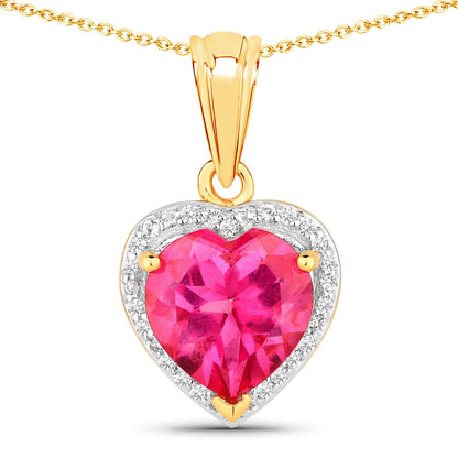 4.74 Carat Genuine Pink Topaz and White Topaz .925 Sterling Silver Pendant