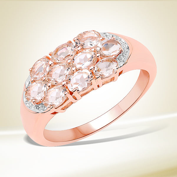 1.50 Carat Genuine Morganite .925 Sterling Silver Ring