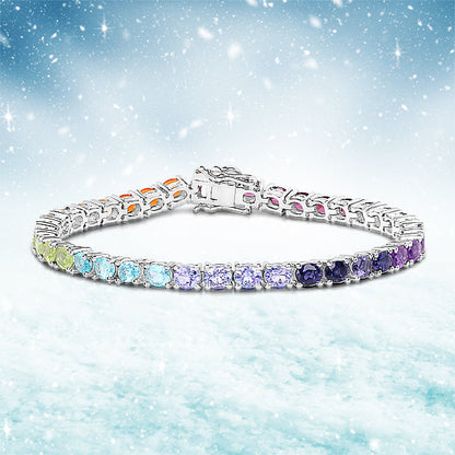 12.04 Carat Genuine Multi Stone .925 Sterling Silver Bracelet