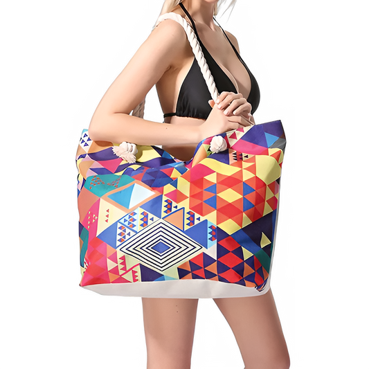 Bolsos de mujer estilo bohemio geométrico de gran capacidad, bolsos multifuncionales, bolsos de hombro, bolsas de almacenamiento para natación, bolsa de playa