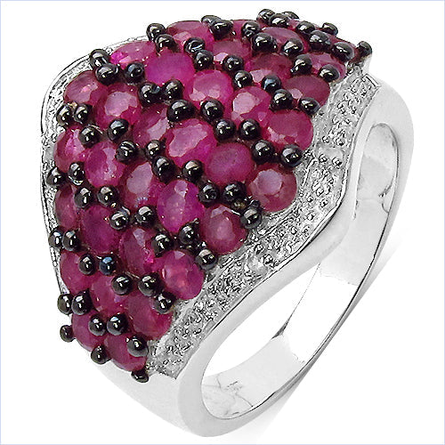 2.76 Carat Genuine Ruby & White Topaz .925 Sterling Silver Ring