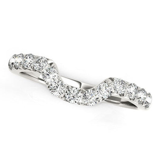 Bague de mariage en or blanc 14 carats incurvée sertie de diamants (1/6 ct. poids total)
