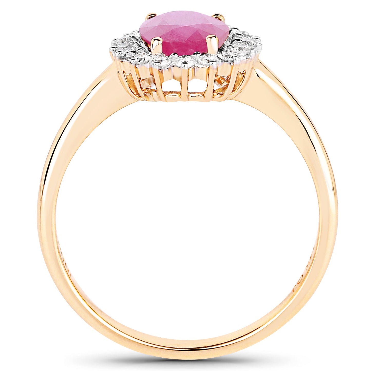 1.48 Carat Genuine Ruby and White Diamond 14K Yellow Gold Ring