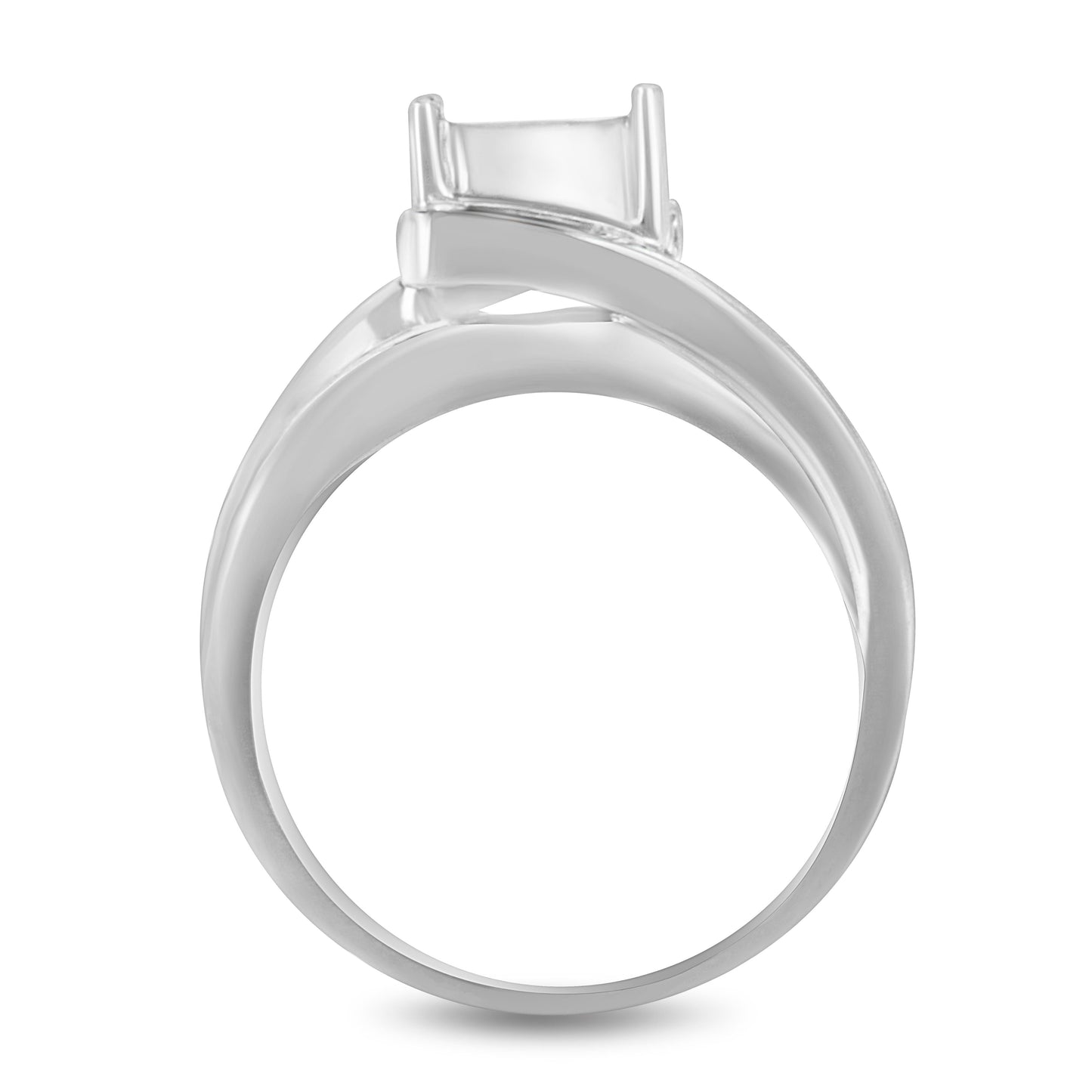 10K White Gold 1/3 Cttw Invisible Set Princess-cut Diamond Cluster Bypass Ring (H-I Color, SI1-SI2 Clarity) - Ring Size 7