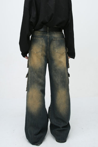 High Waist Jeans with Cargo Pockets