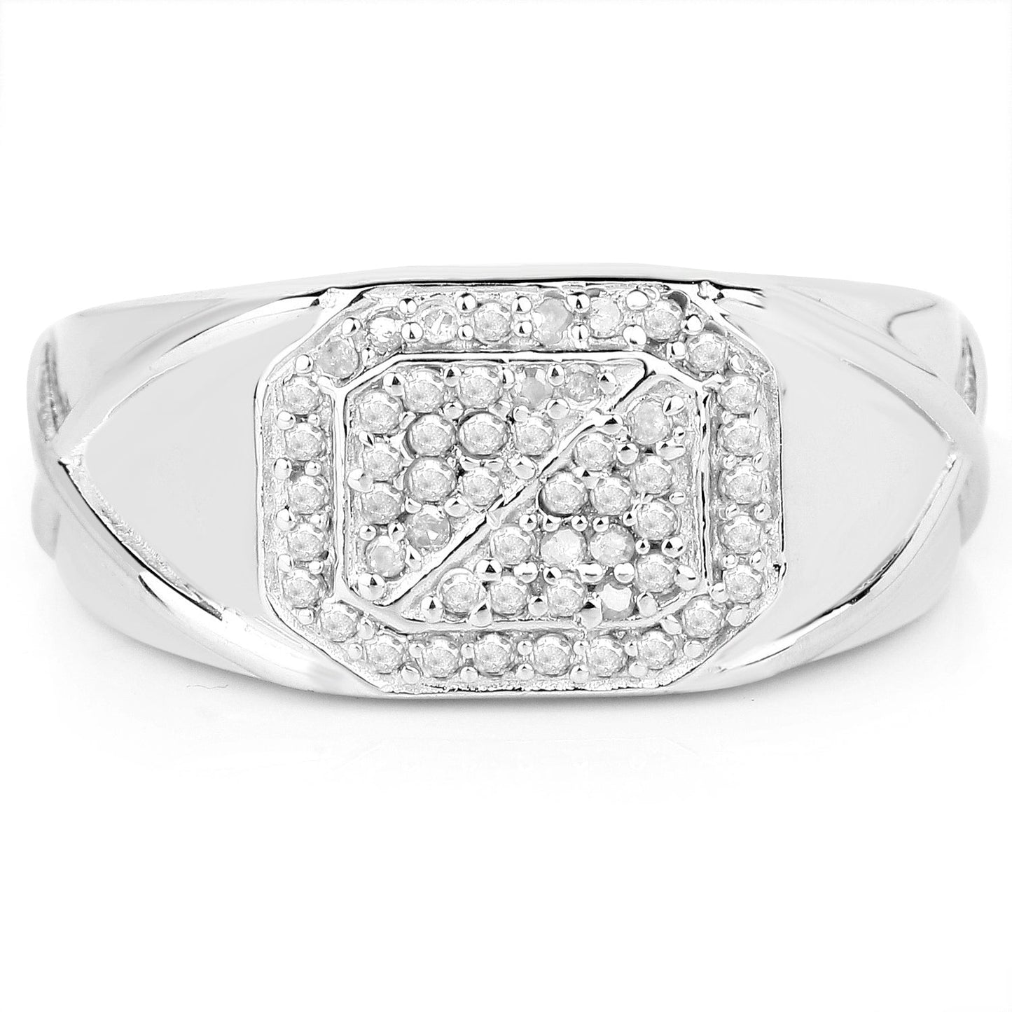 14K White Gold Plated 0.24 Carat Genuine White Diamond .925 Sterling Silver Ring