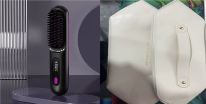 2 In 1 Straight Hair Comb Wireless Hair Straightener Brush Hair Fast Heating Portable Hot Curler USB Charging