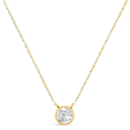 .925 Sterling Silver 1/10 Cttw Round-Cut Diamond Bezel 18" Pendant Necklace (J-K Color, I1-I2 Clarity)