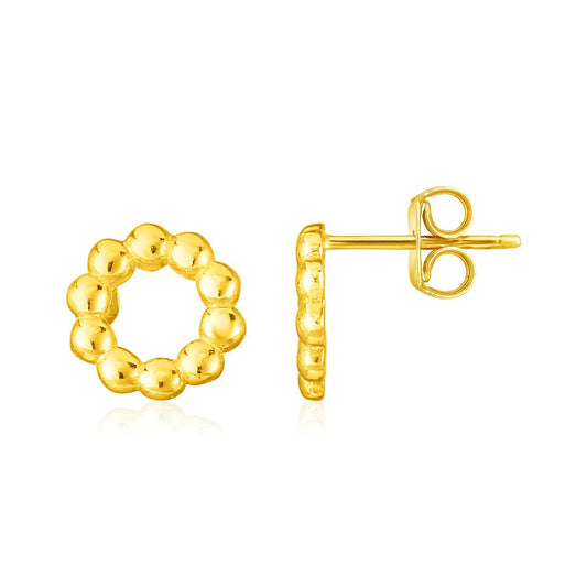Boucles d'oreilles cercle à billes en or jaune 14 carats