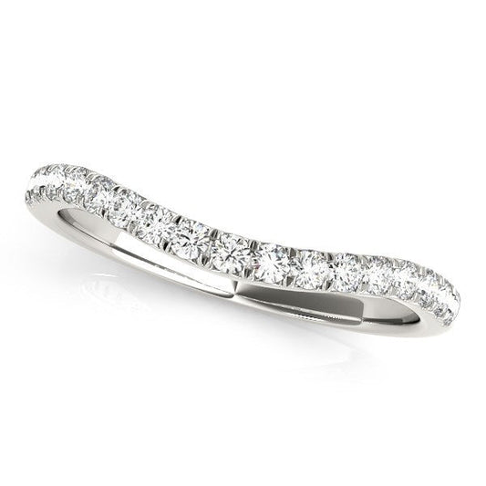 Alliance incurvée en or blanc 14 carats pavée de diamants ronds (poids total 0,25 carat)
