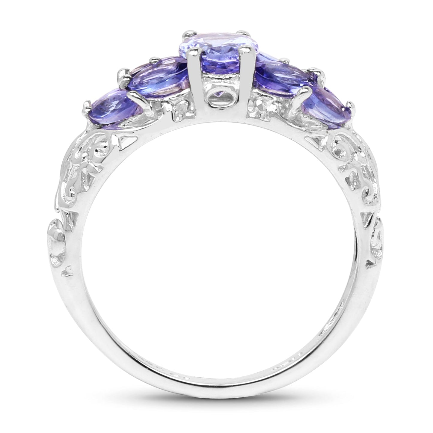 1.63 Carat Genuine Tanzanite .925 Sterling Silver Ring