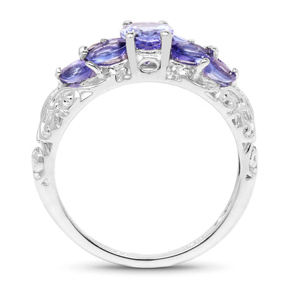 1.63 Carat Genuine Tanzanite .925 Sterling Silver Ring