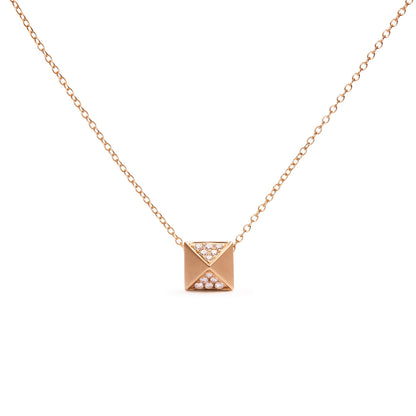 14K Yellow Gold 1/4 Cttw Diamond Matte Finished Pyramid Pendant Necklace (G-H Color, SI1-SI2 Clarity) - 18 Inches