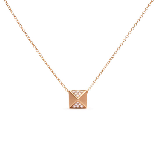 Pendentif pyramide en or jaune 14 carats et diamants 1/4 Cttw finition mate (couleur G-H, pureté SI1-SI2) - 45,7 cm