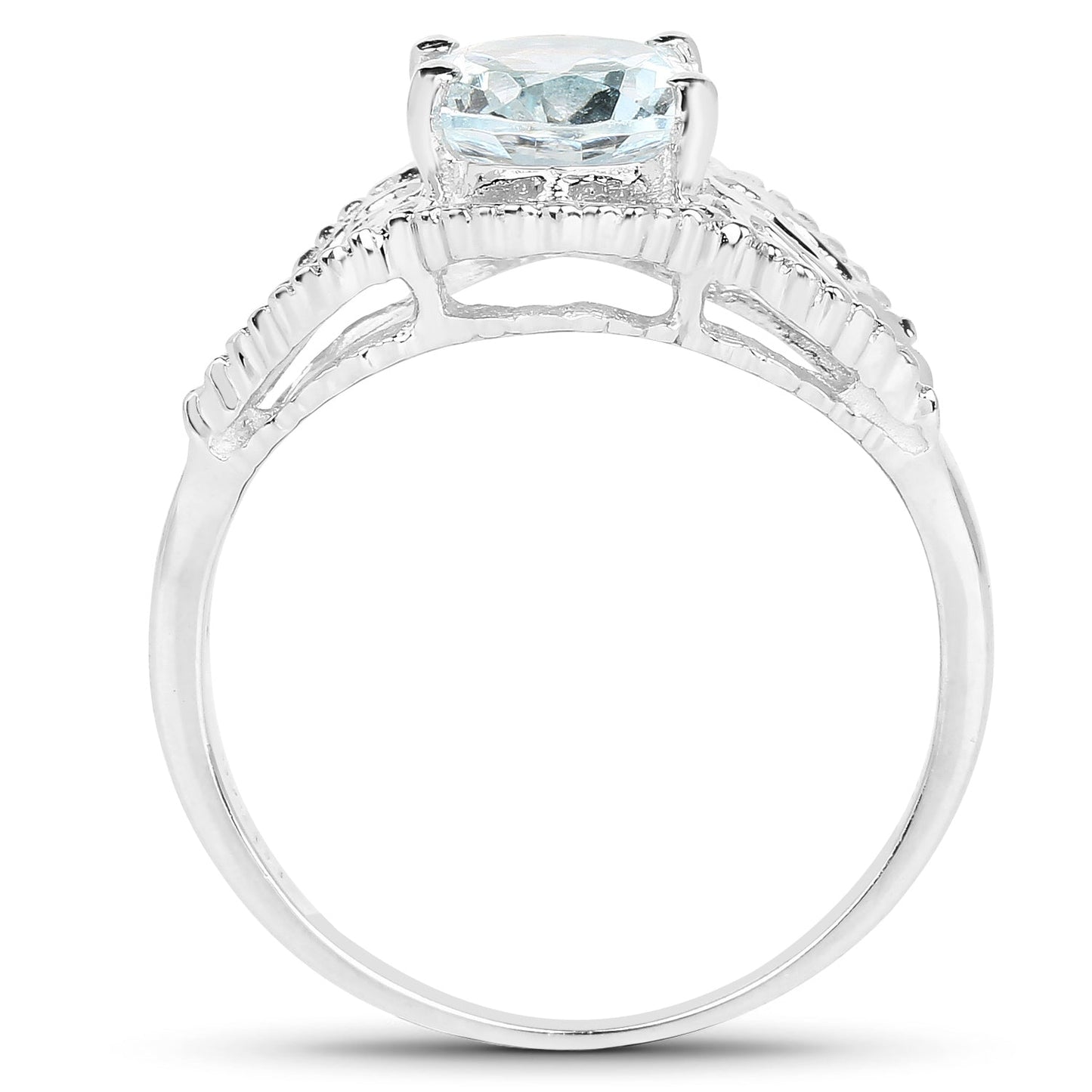 1.50 Carat Genuine Aquamarine .925 Sterling Silver Ring