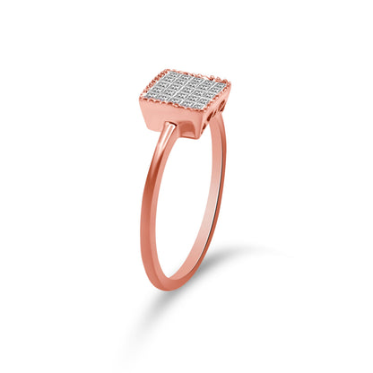 10K Rose Gold 1/3 Cttw Invisible Set Princess Cut Diamond Composite Square Shape Ring for Women (H-I color, I1-I2 clarity) - Size 7