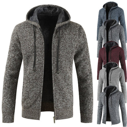 2026 Cross-Border Ebay Autumn And Winter New Men's Thickened Fleece Cardigan Sweater Men's Hooded Cardigan Jacket