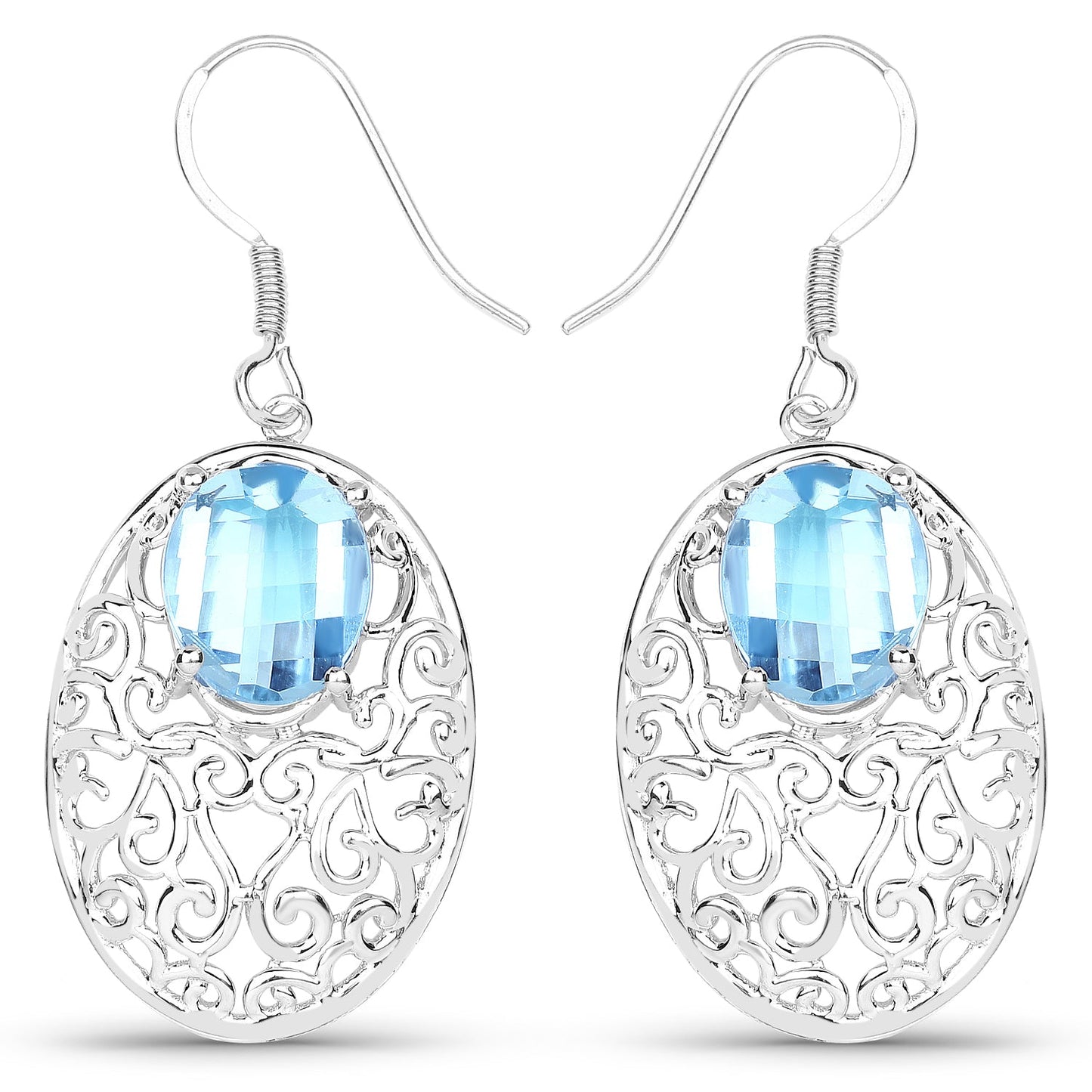 10.72 Carat Genuine Blue Topaz .925 Sterling Silver Earrings
