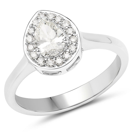 Bague en or blanc 14 carats avec diamant blanc véritable de 0,64 carat