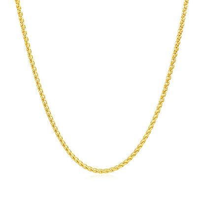 14k Yellow Gold Round Wheat Chain 1.5mm