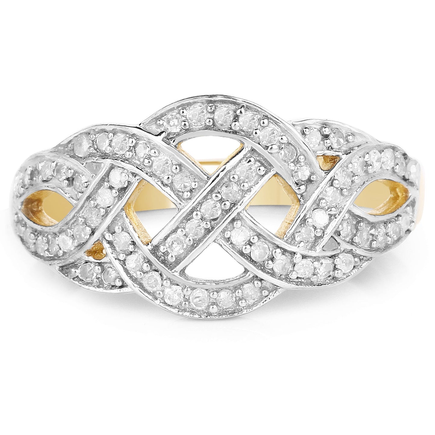 14K Yellow Gold Plated 0.26 Carat Genuine White Diamond .925 Sterling Silver Ring