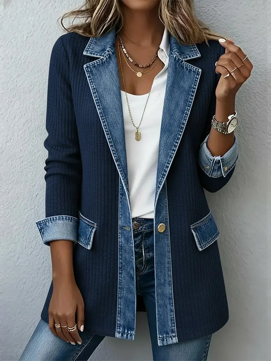 2026 Autumn European And American Foreign Trade New Women's Fashion Elegant Slim-Fit Long-Sleeve Patchwork Jacket For Women