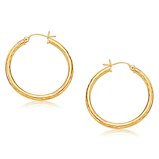 Créoles en or jaune 14 carats avec finition diamantée (30 mm de diamètre)